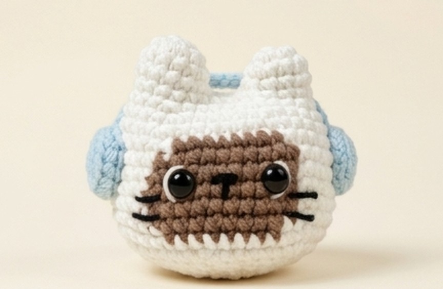 Headphone Cat handmade crochet amigurumi by aarttsii